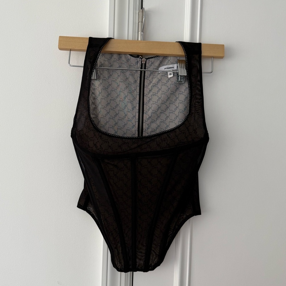 MIAOU sheer black corset top